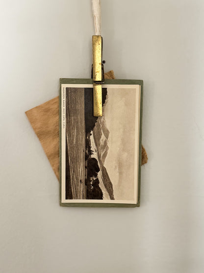 Vintage Solid Brass Peg-Shaped Letter Clip with Handmade Ribbon