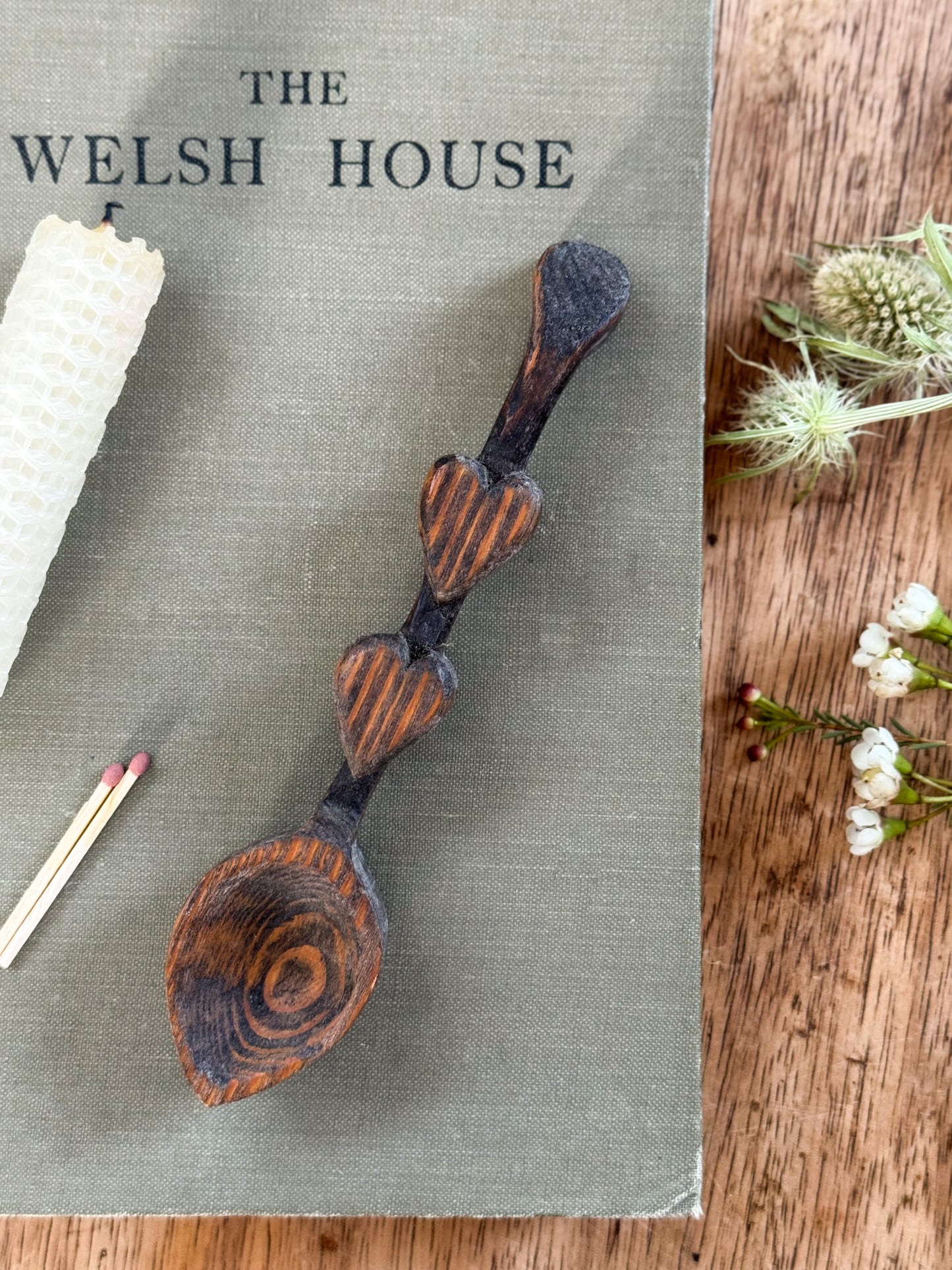 Two Hearts • Dau Calon Vintage Welsh Love Spoon