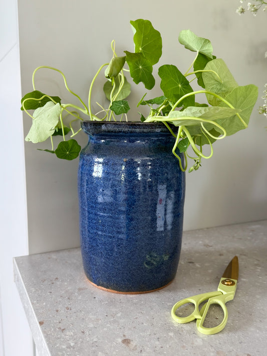 Large Blue Glazed Studio Pottery Vessel