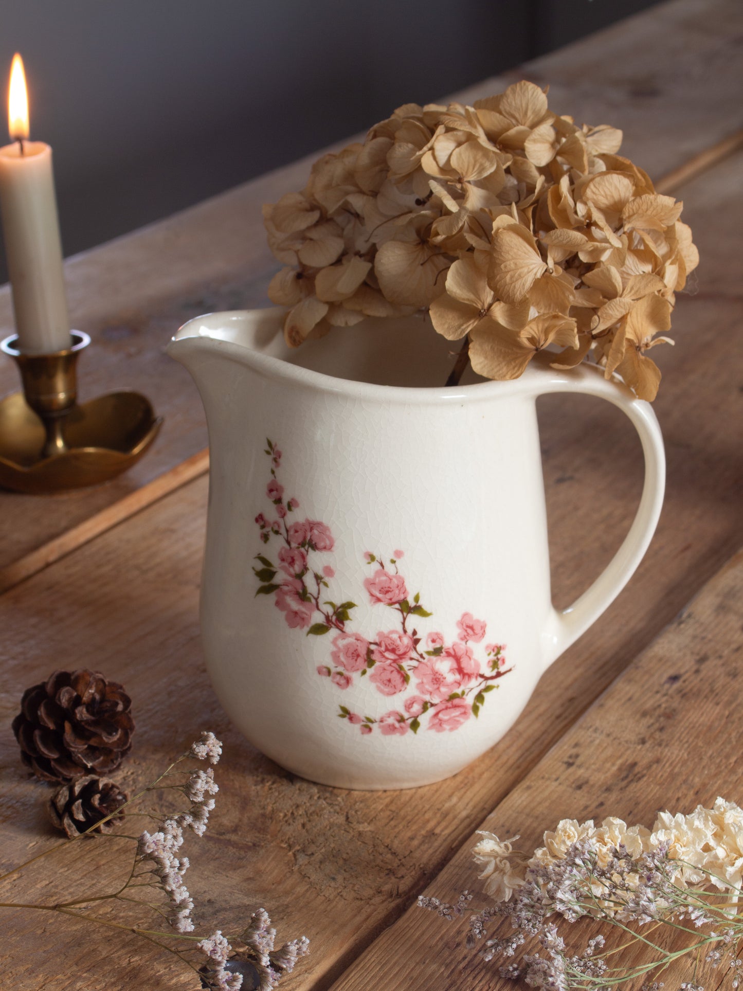 Vintage Romanian Pink Floral Jug | Făianța Sighișoara