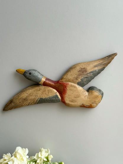 Antique Handmade Wooden Wall Mountable Duck