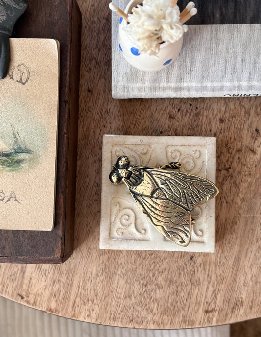 Vintage Solid Brass Fly Trinket Box, Novelty Ashtray