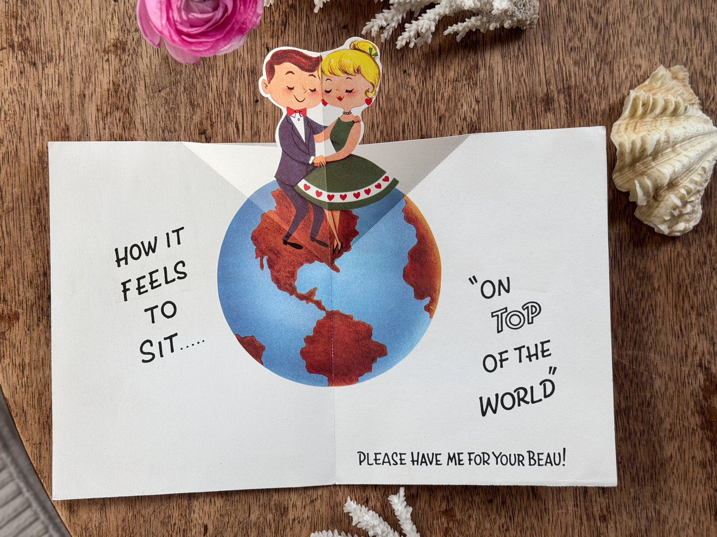 Vintage 1950s Valentine’s Card - “On Top of the World” Pop-Up Design