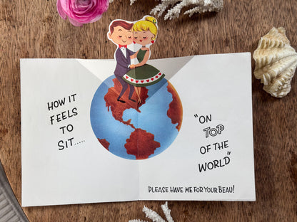 Vintage 1950s Valentine’s Card - “On Top of the World” Pop-Up Design