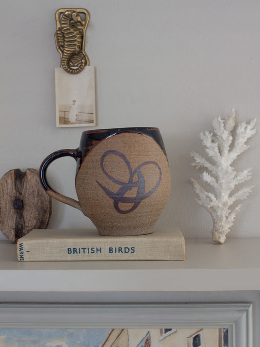Vintage Two-Tone Abstract Studio Pottery Mug