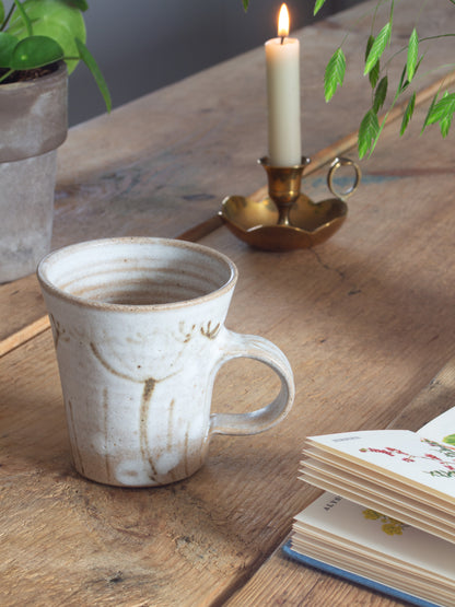 Vintage Studio Pottery Dried Cow Parsley / Autumn Seed Heads Mug by Frances Pollard