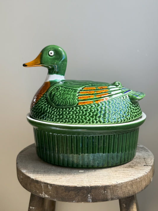 Vintage Majolica French Duck Tureen