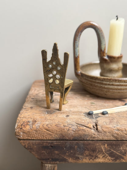 Antique Solid Brass Miniature Chair