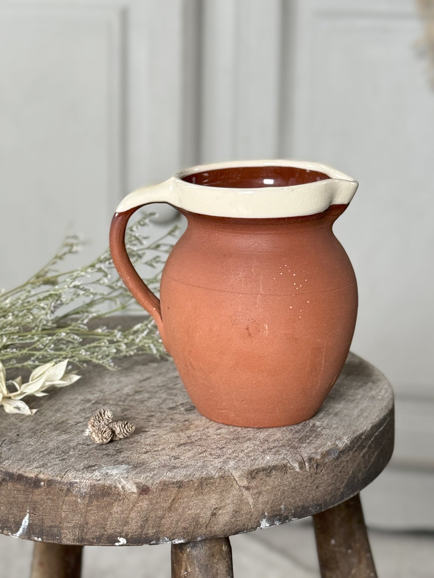 Small Terracotta Cream English Slipware Jug