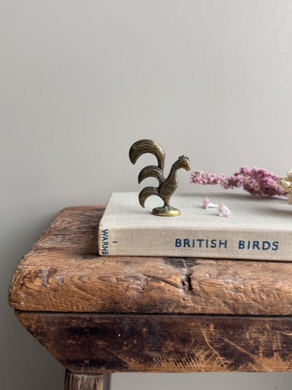 Vintage Solid Brass Miniature Rooster Figurine