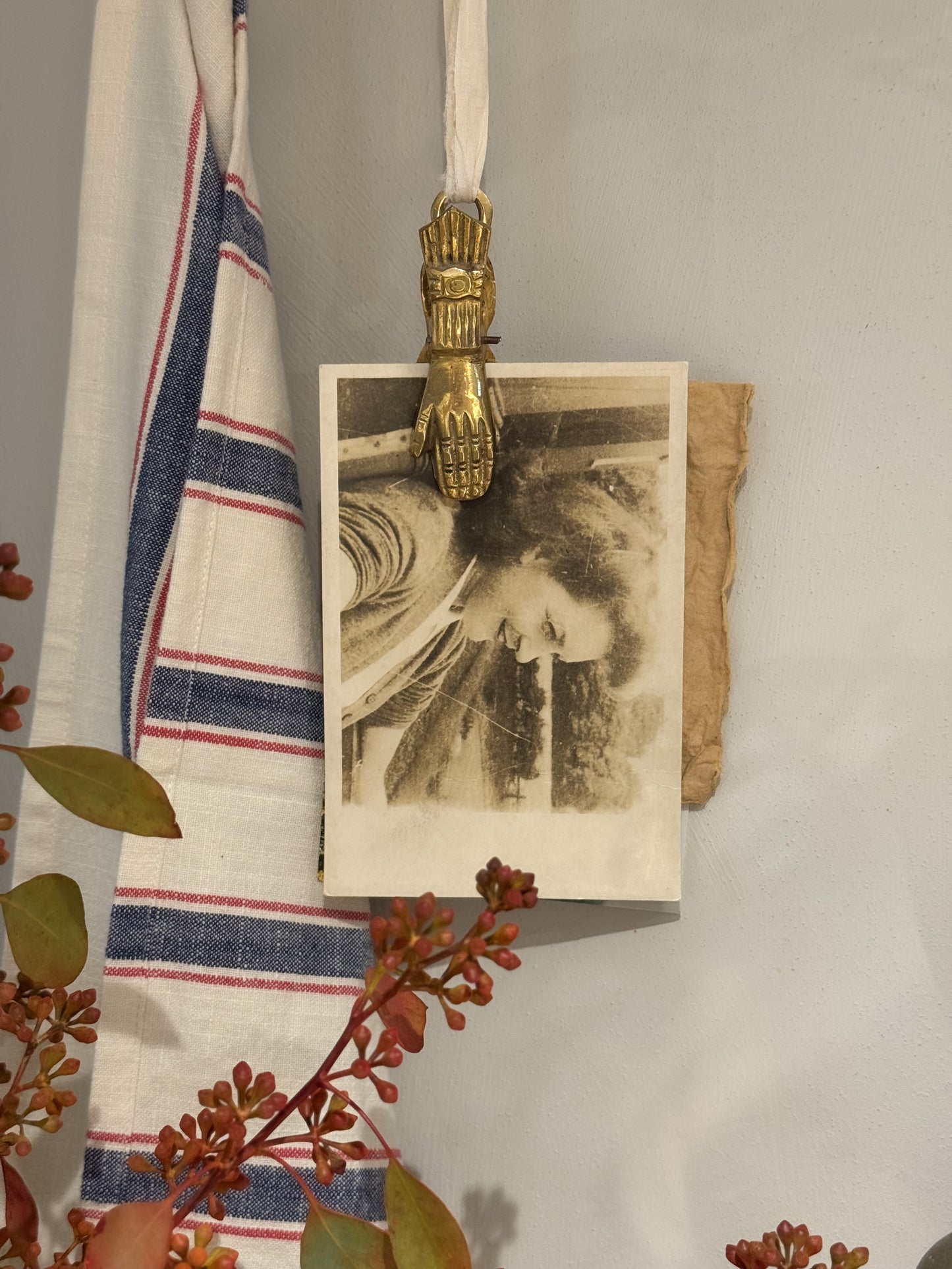 Vintage Midcentury Solid Brass Hand Letter Clip