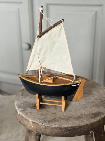 Vintage Handmade Wooden Model Ship