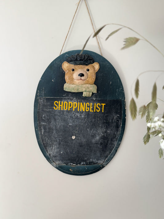 Vintage Aged Blackboard ‘Bear’s Shopping List’