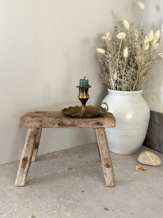 Antique Rustic Tiny Elm Stool | Riser
