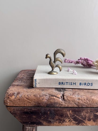 Vintage Solid Brass Miniature Rooster Figurine