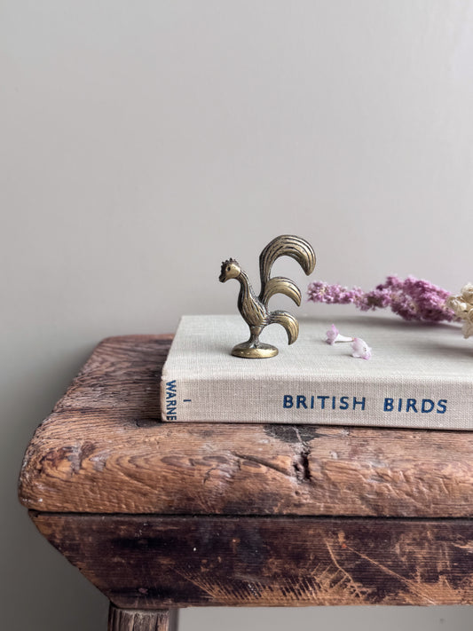 Vintage Solid Brass Miniature Rooster Figurine