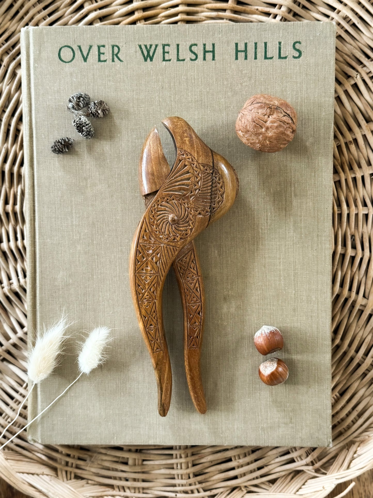 Vintage Midcentury Hand-Carved Bird Shaped Nutcracker