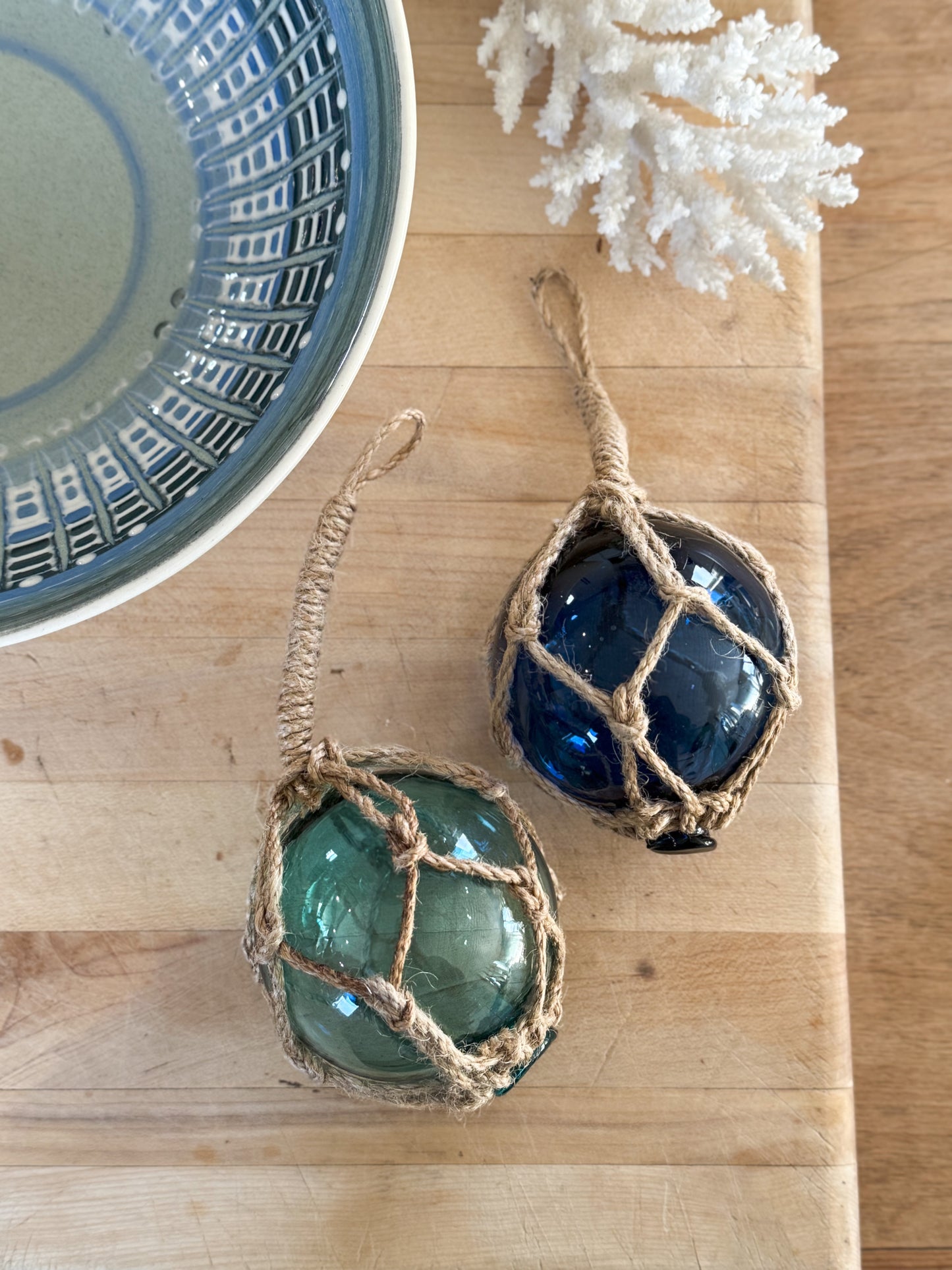 Vintage Pair of Handblown Glass Buoys