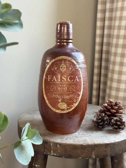 Antique Portuguese ‘Faísca’ Vin Rosé Bottle with Original Label & Cork