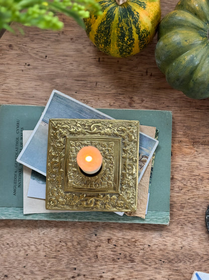 Antique Solid Brass Art Nouveau Candle Holder