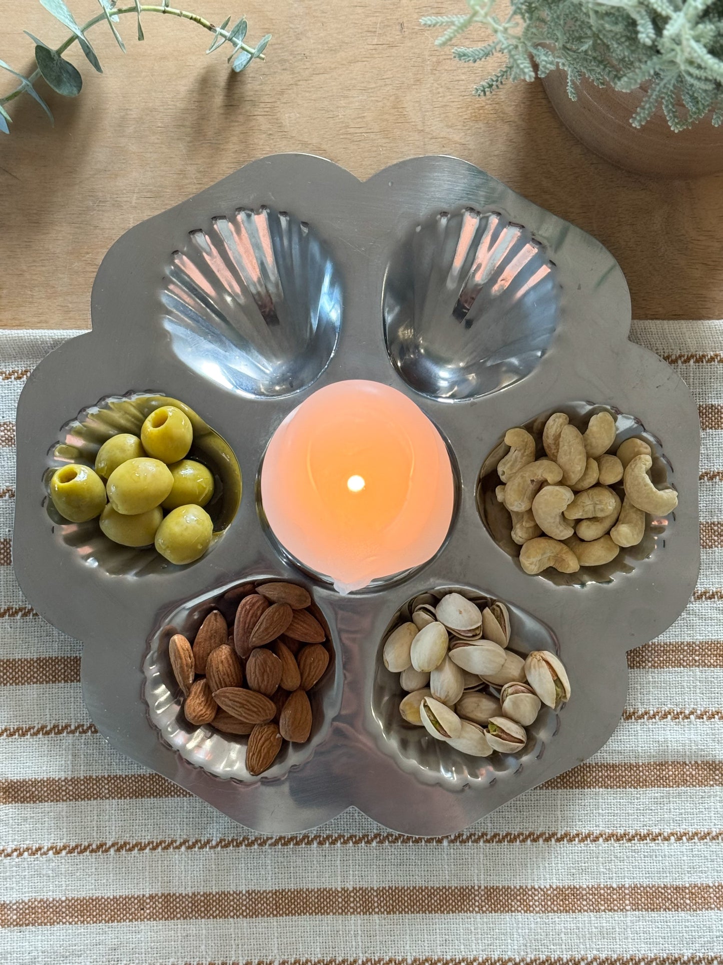 Vintage French Stainless Steel Oyster Serving Platters