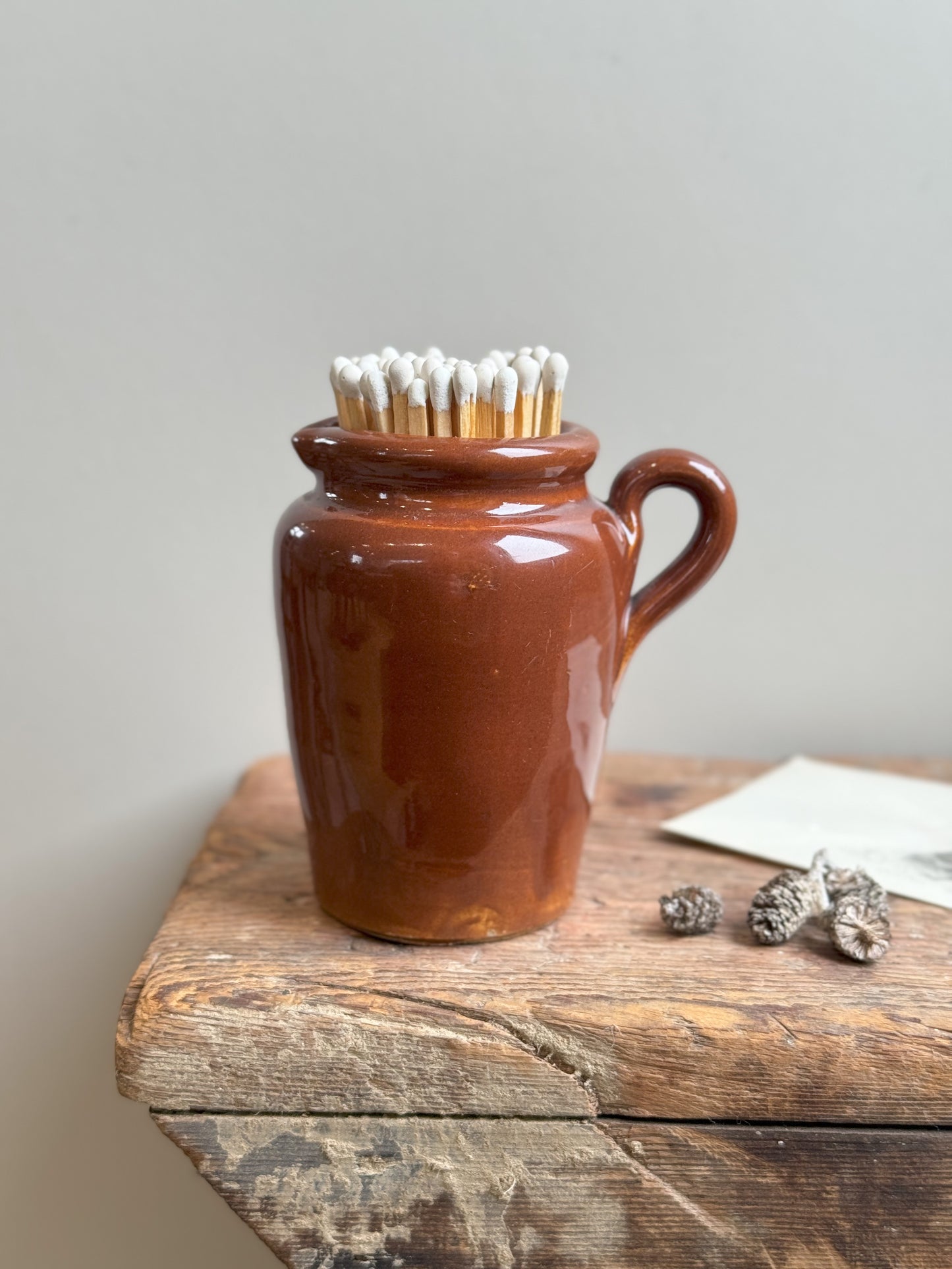 Antique Brown Glazed Stoneware Creamer | Match Pot