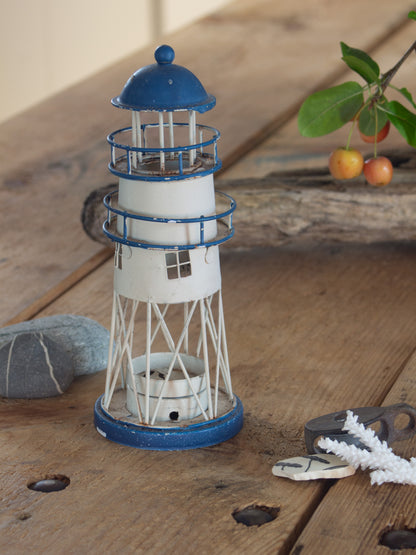 Vintage Tin Lighthouse Tealight Holder