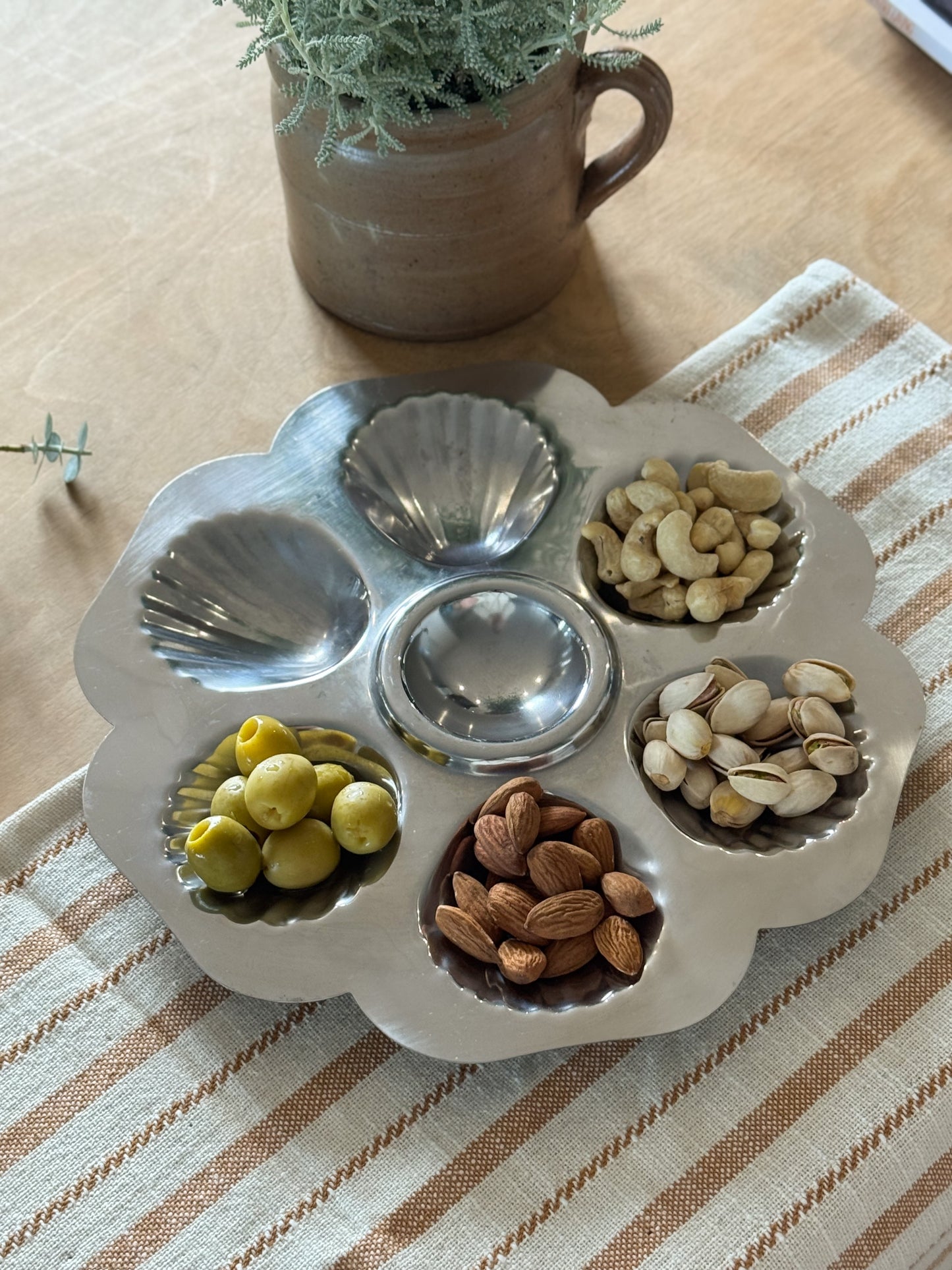Vintage French Stainless Steel Oyster Serving Platters