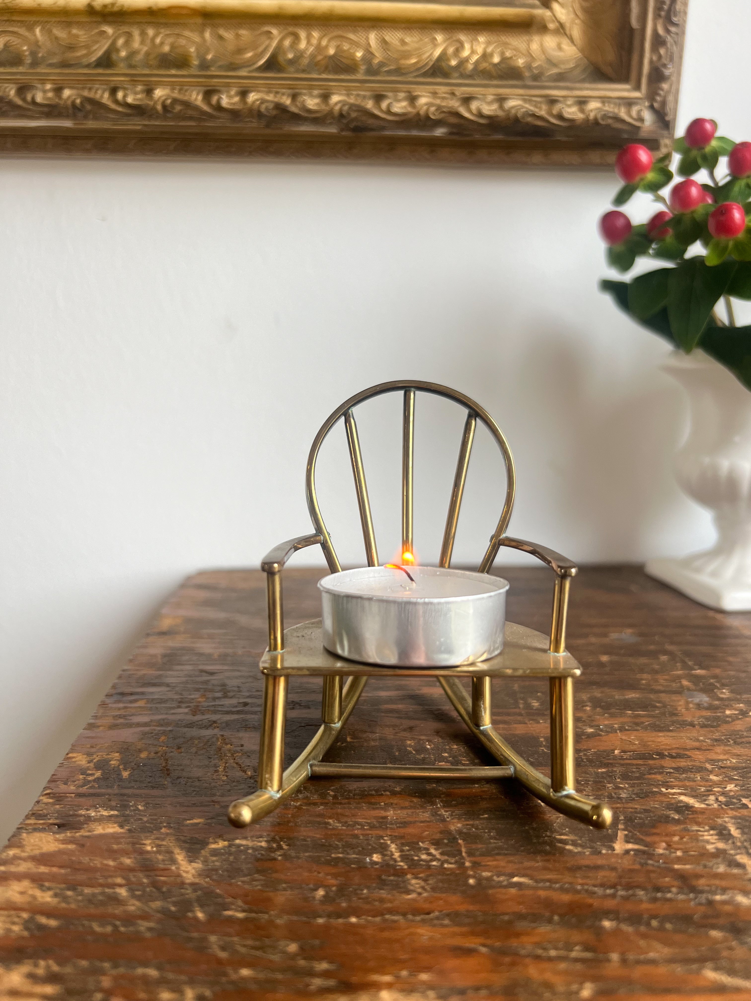 Miniature Solid Brass Rocking Chair Hiraeth Vintage