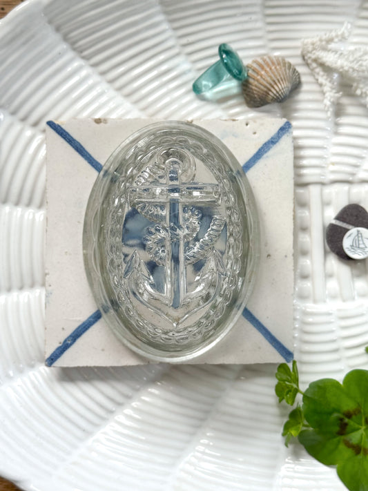 Vintage Cut Glass Jelly Mould – Ship’s Anchor