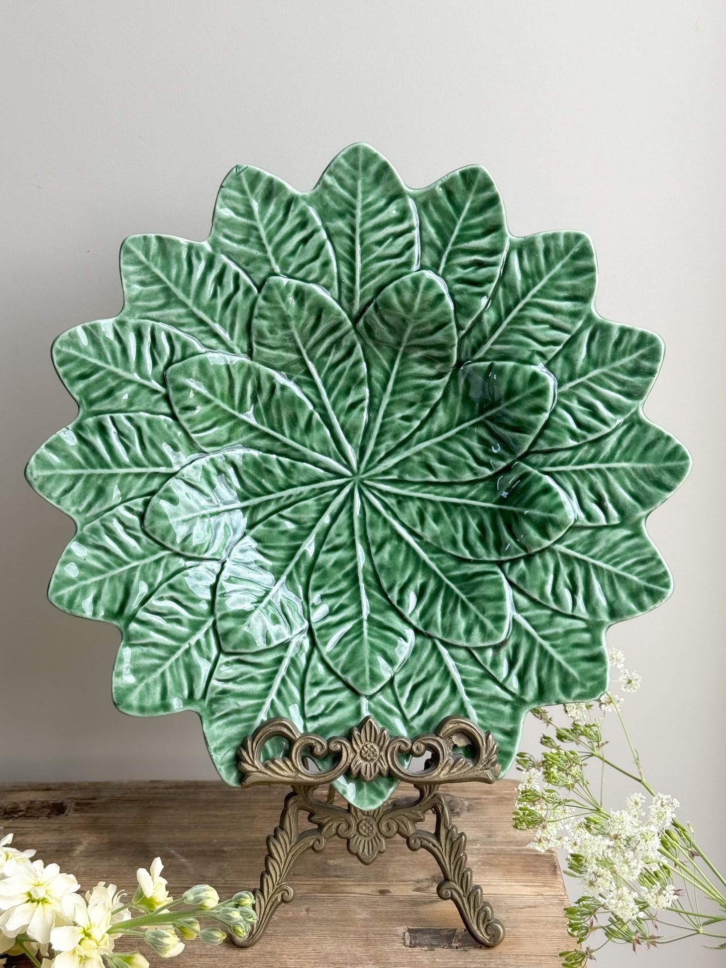 Vintage Portuguese Bordallo Pinheiro Majolica Leaf Plate