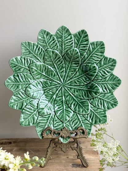 Vintage Portuguese Bordallo Pinheiro Majolica Leaf Plate