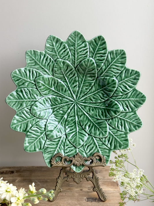 Vintage Portuguese Bordallo Pinheiro Majolica Leaf Plate