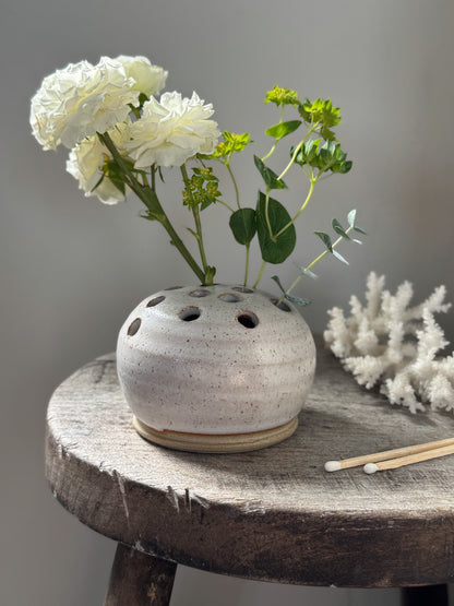 Vintage Studio Pottery Speckled Glaze Flower Frog