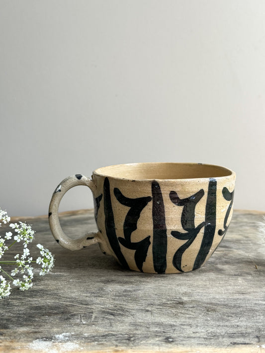 Folk Art Studio Pottery Abstract Mug