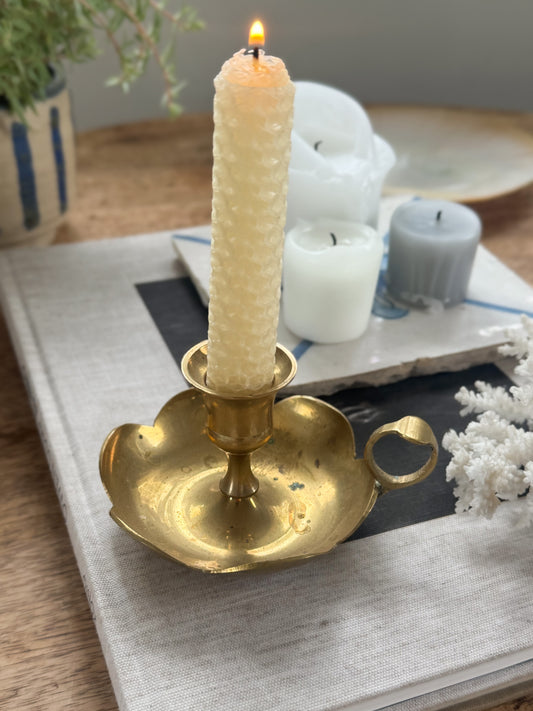 Vintage Solid Brass Scalloped Chamberstick