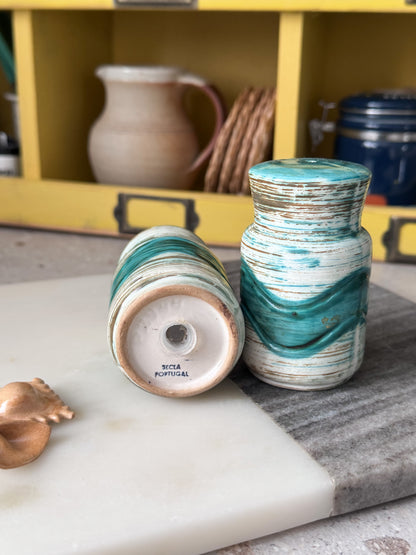 Vintage Secla Portugal Studio Pottery Salt & Pepper Shakers