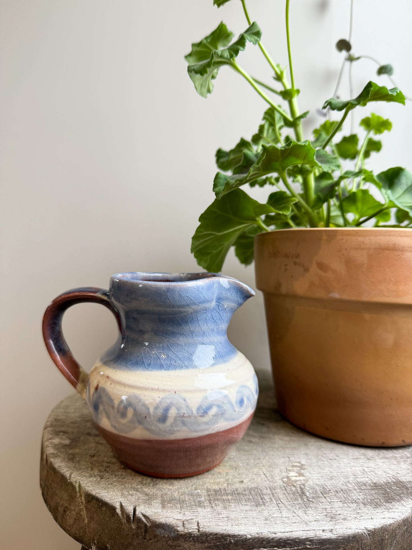 Studio Pottery Patterned Milk Jug