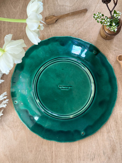Antique Late 19th Century Green Majolica Leaf Plate, Hope & Carter, Burslem