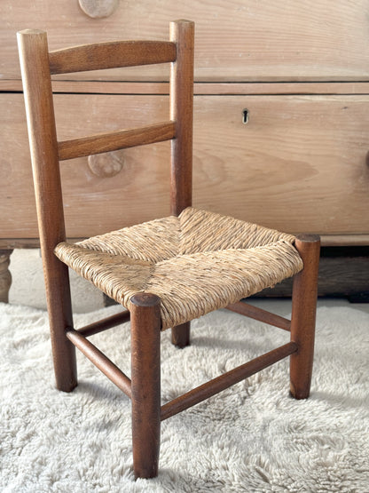 Vintage Wooden Child’s Chair with Rush Seat