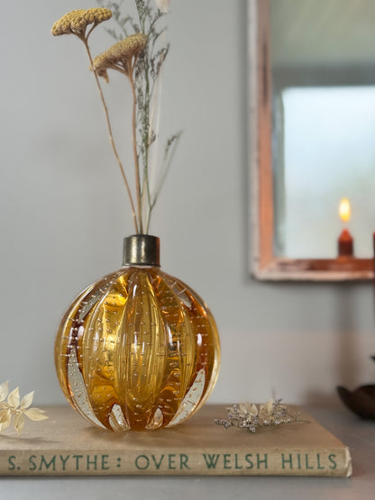 Vintage Murano Bubble Glass Pumpkin Bottle