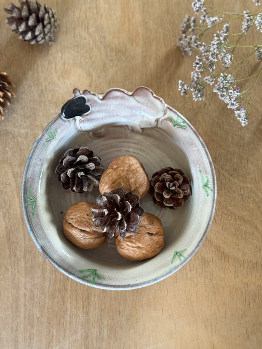 Vintage Studio Pottery Slipware Sheep Bowl by Heather Swain, Cornwall