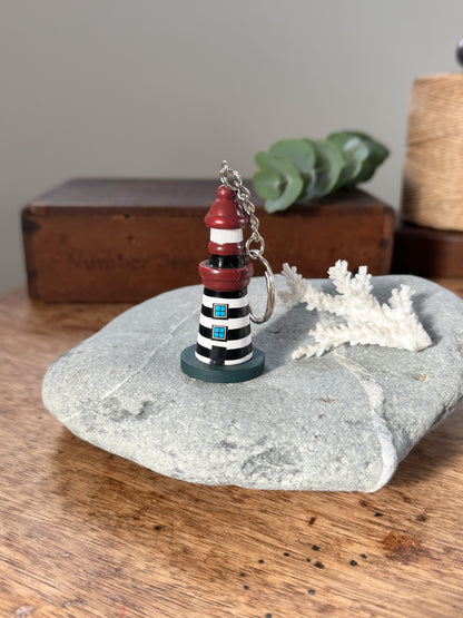 Vintage Wooden Lighthouse Keyring (Option 1)