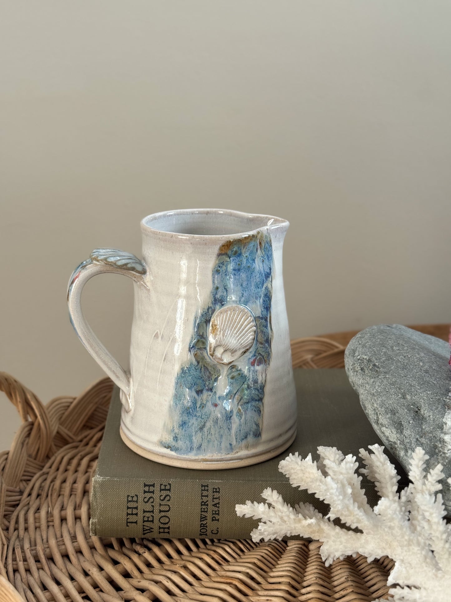 Vintage Studio Pottery Seashell Creamer Jug by Brenda Wright, York