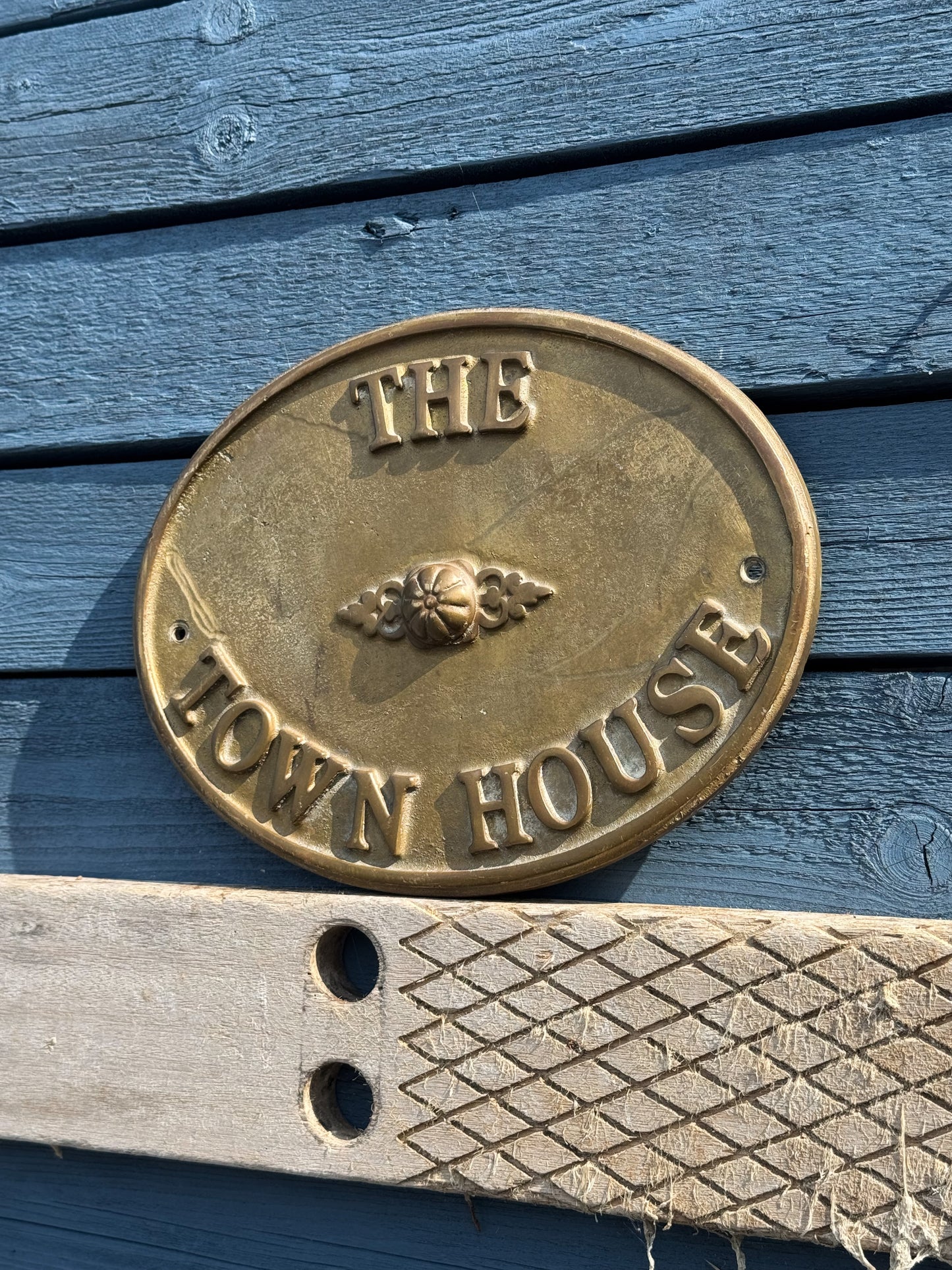 Vintage 1930s Solid Bronze House Sign – “The Town House”