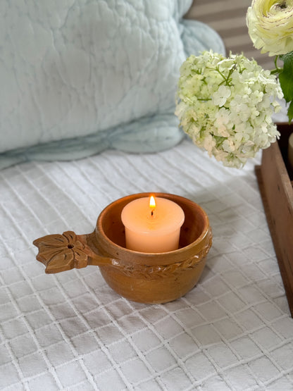 Vintage Norwegian Hand-Carved Cup Candle Holder – “Ulvik”