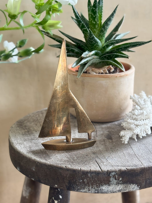 Vintage Solid Brass Sailing Boat