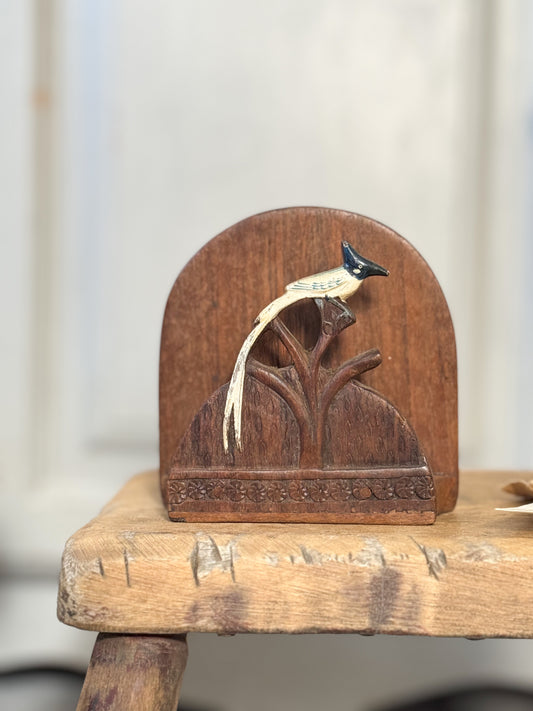 Hand-Carved & Painted Wooden Bird Letter Rack
