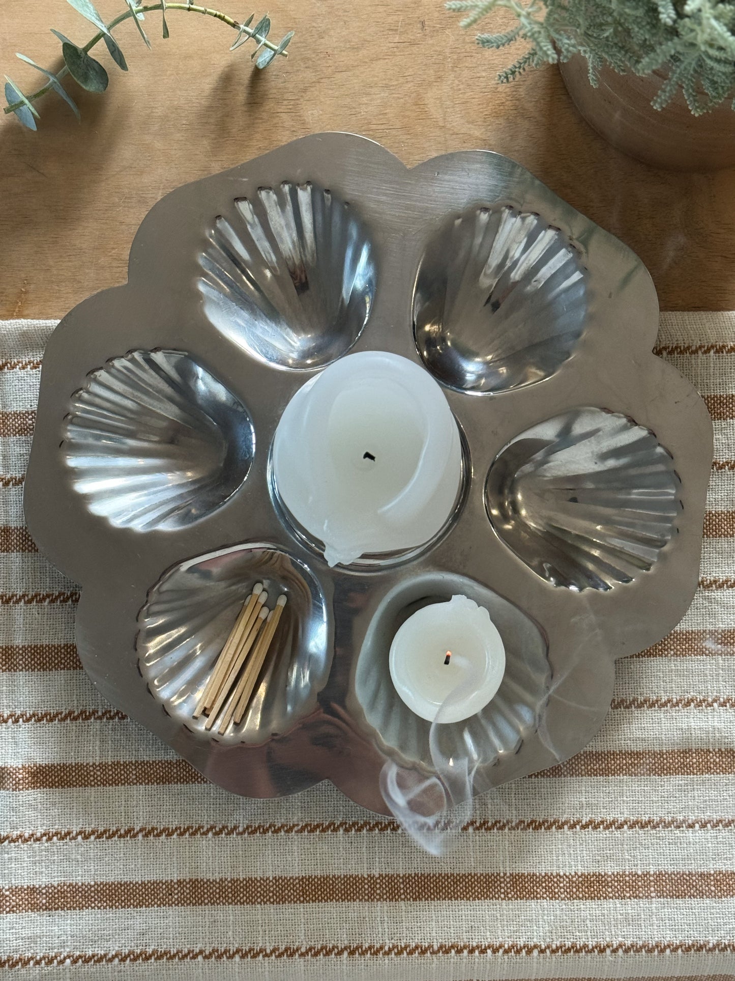 Vintage French Stainless Steel Oyster Serving Platters