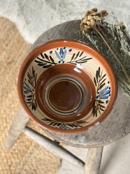 Glazed Terracotta Studio Pottery Floral Bowl